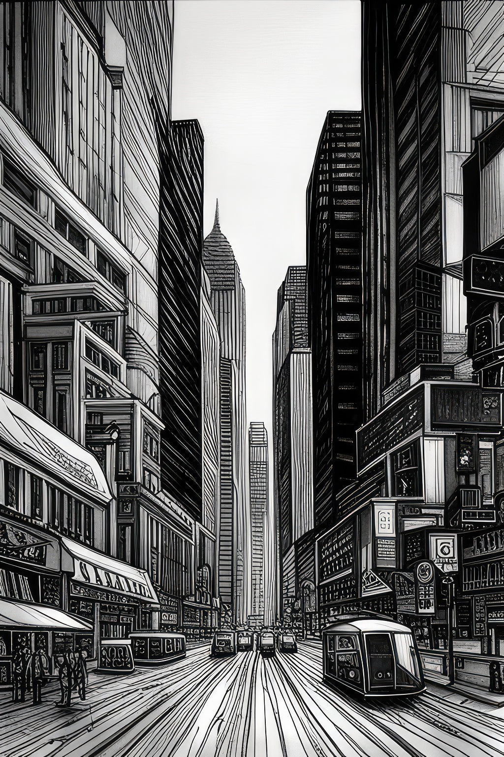New York City Pen and Ink Drawing Art Print
