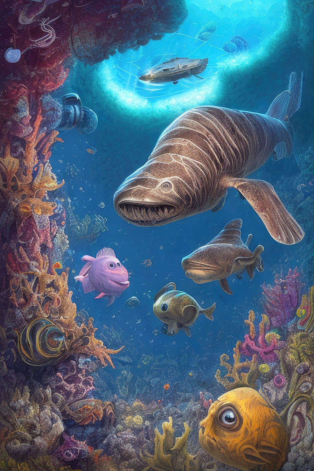 Fantasy Sea Creatures Digital Painting Art Print