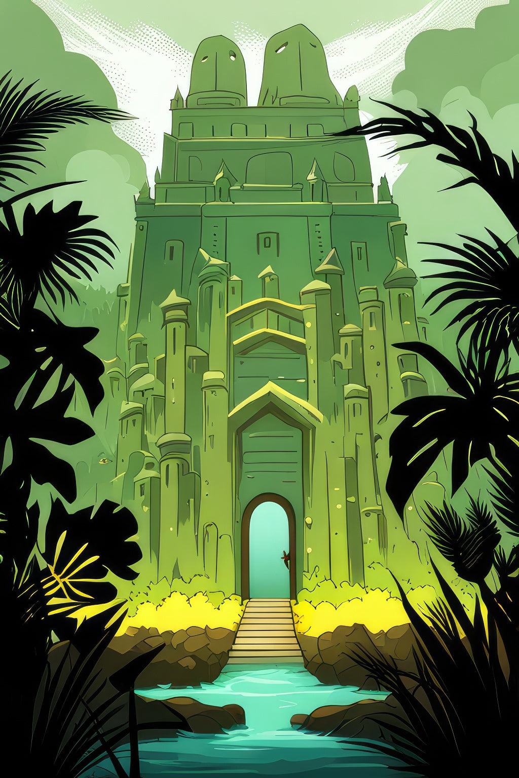 Mysterious Temple in The Jungle Illustration Art Print