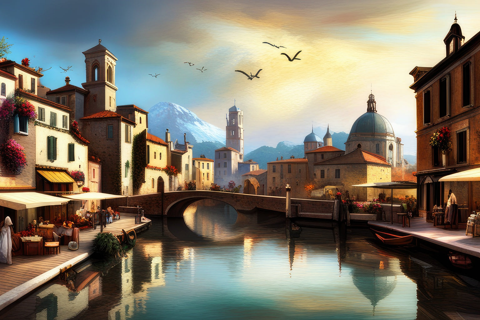 Italian City Digital Painting Art Print