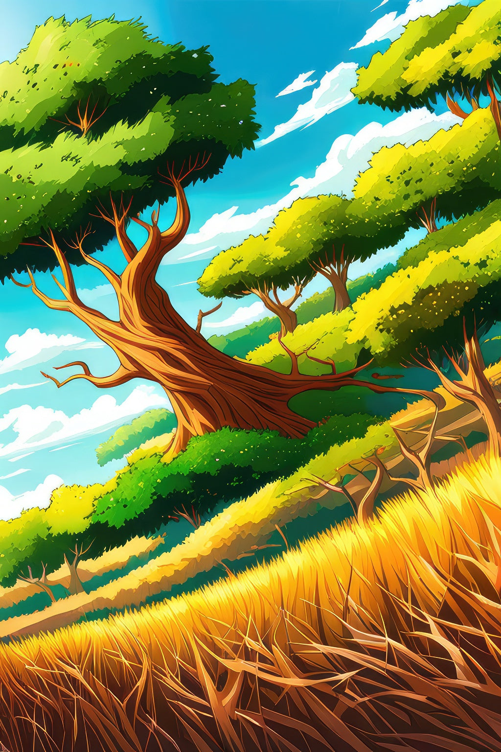 Tree and Landscape Anime Illustration Art Print