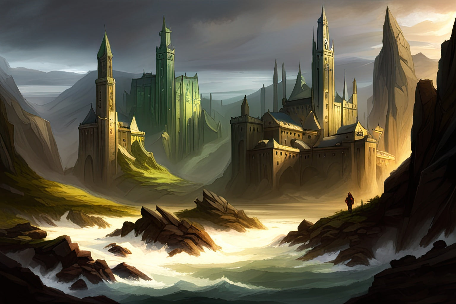 Medieval Castles Along The Shore Concept Art Print