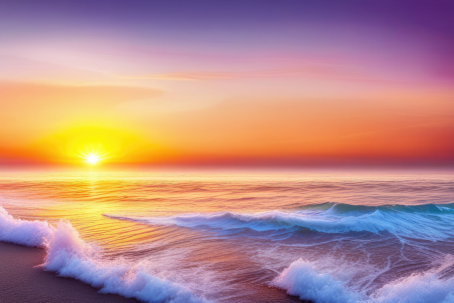 Ocean Waves at Sunset Photo Art Print