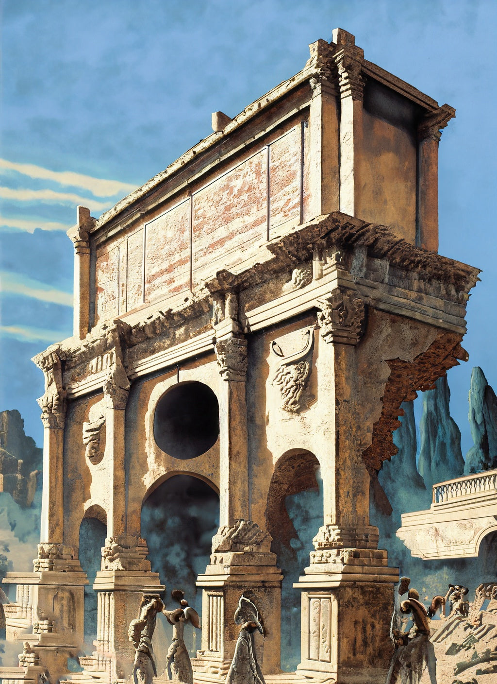 Greek Ruins Acrylic Painting I Art Print