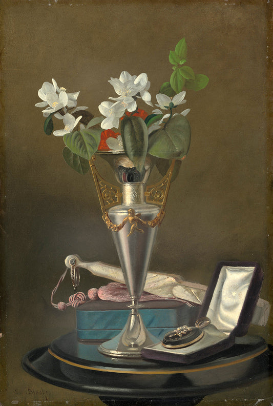 Still Life with Fan and Pendant by Samuel Marsden Brookes Art Print