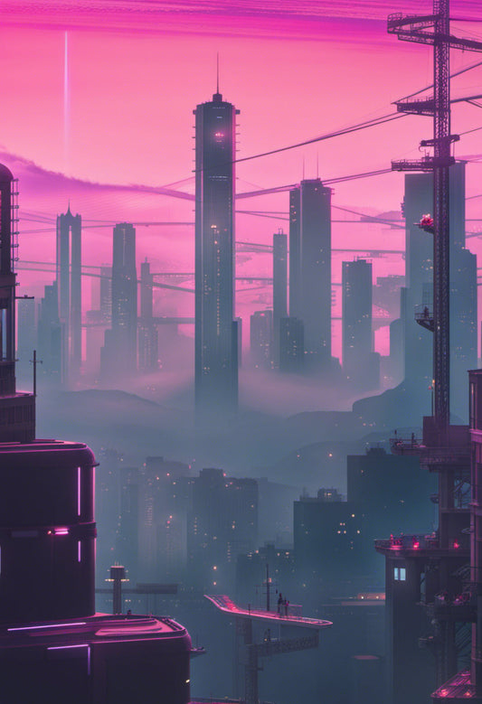 Vaporwave Future City Digital Illustration Art Print