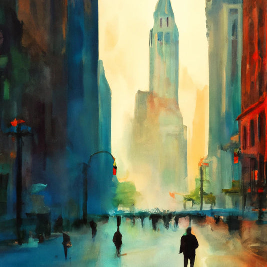 Colorful City in The Evening III Acrylic Painting Art Print