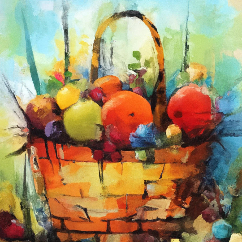 Citrus Fruit Basket Digital Painting Art Print