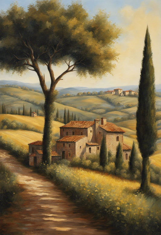 Village in Tuscany Oil Painting I Art Print