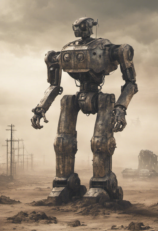 Massive Robot in A Desolate Wasteland Digital Matte Painting Art Print