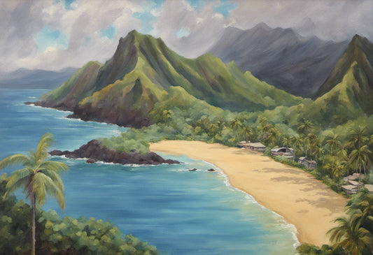 Molokai Island Acrylic Painting I Art Print