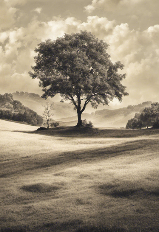 Single Tree in Sepia Photograph Art Print