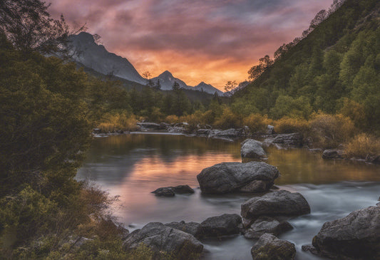 Mountain Stream at Sunset Photograph Art Print