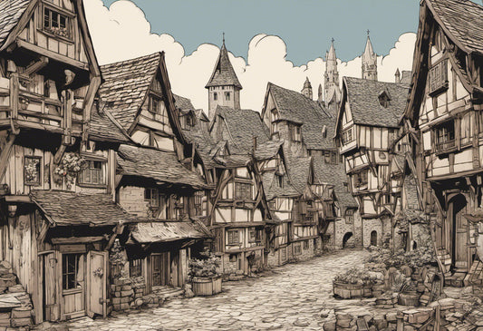 Medieval Village of Dwarves Fantasy Painting II Art Print