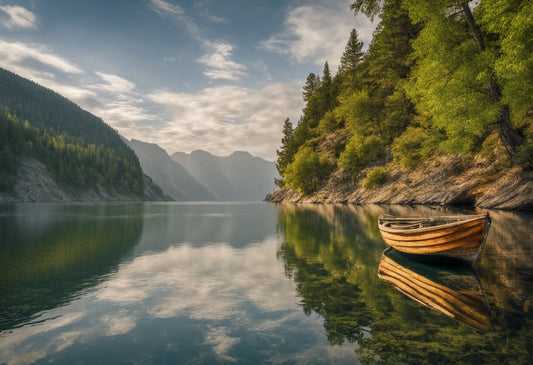 Rowboat on Lake Crescent Photograph Art Print