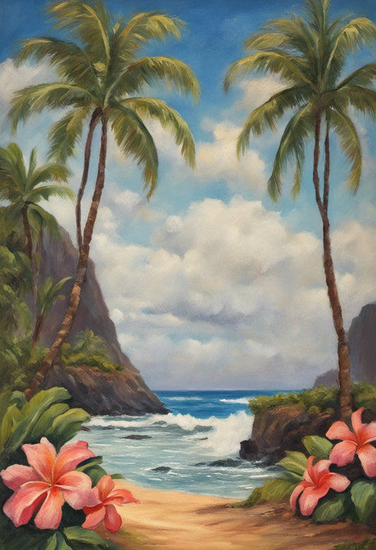 Scenic View on Molokai Island Oil Painting I Art Print