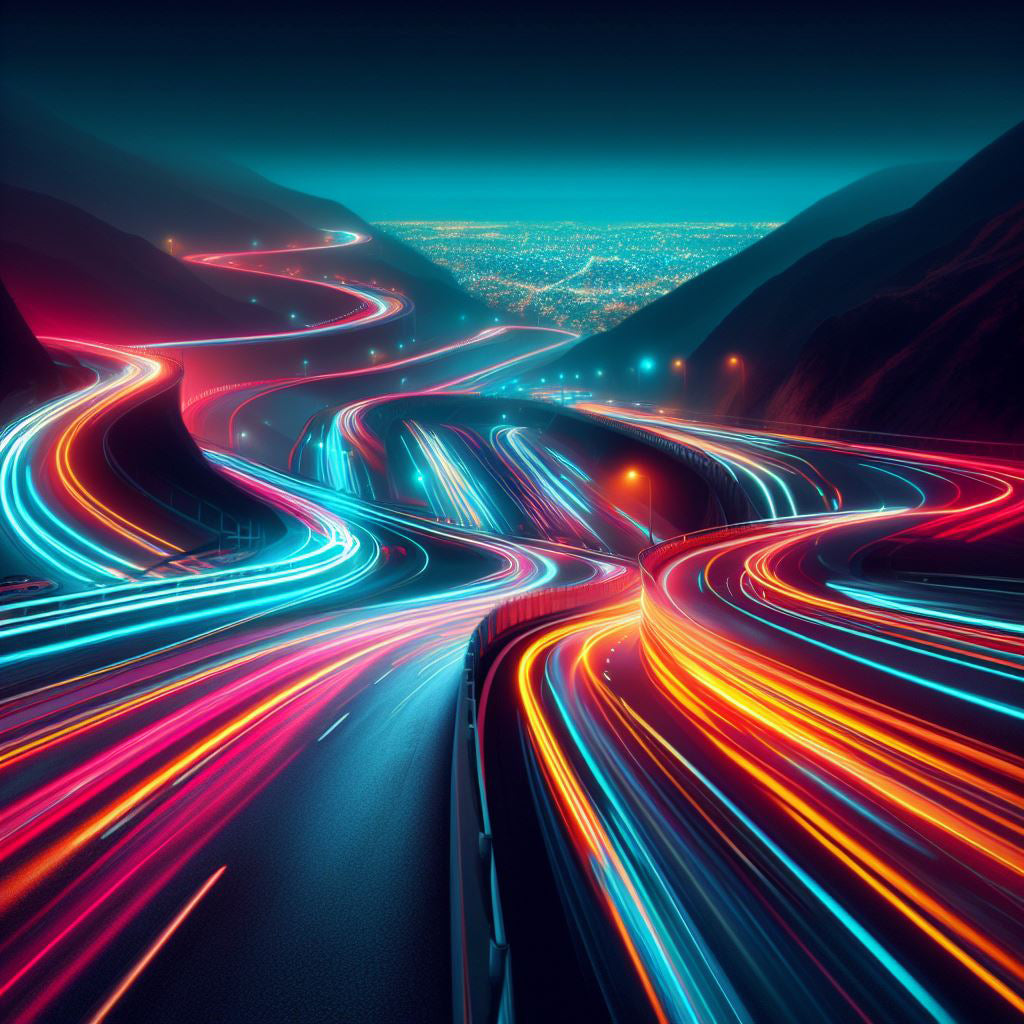 Neon Road Digital Illustration Art Print