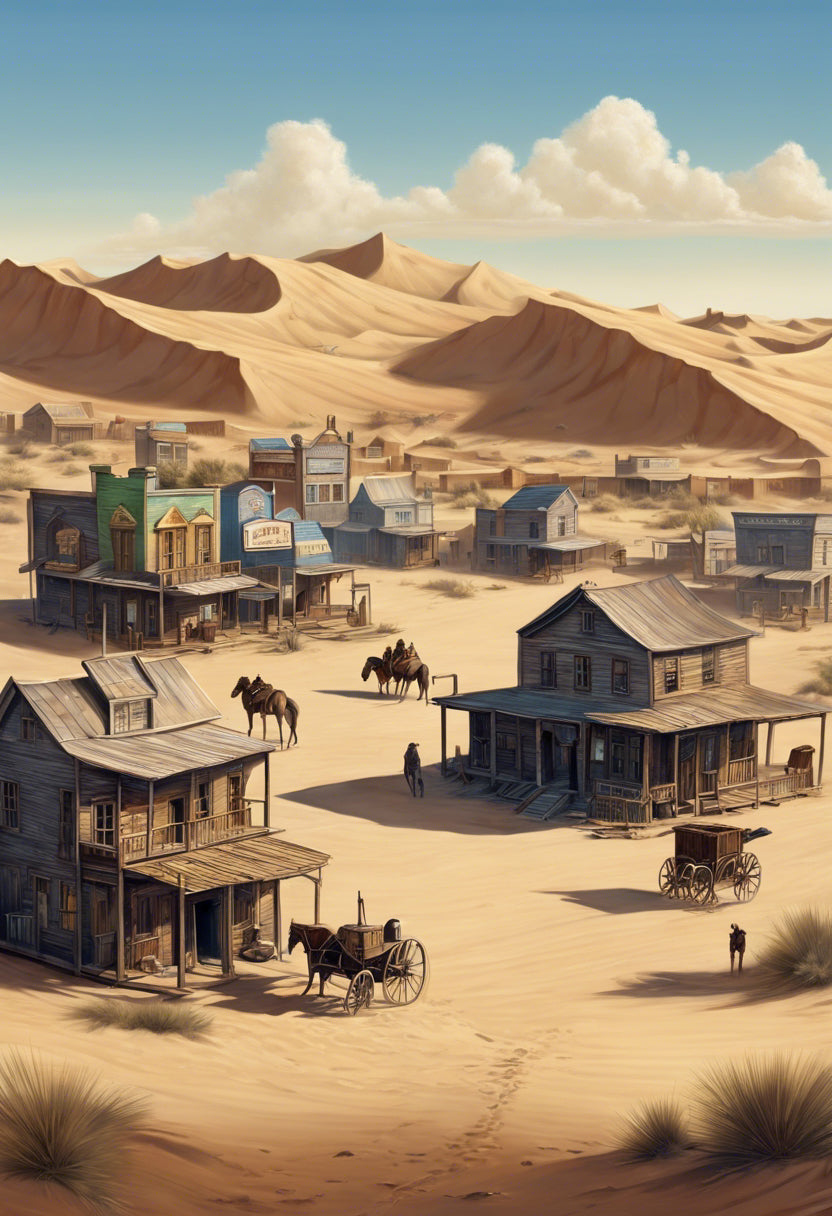 Old Western Town in The Desert Digital Painting Art Print