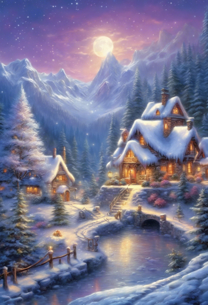 Christmas Village Digital Painting I Art Print