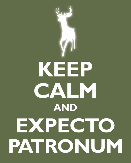 Keep Calm and Expecto Patronum, premium art print (olive)