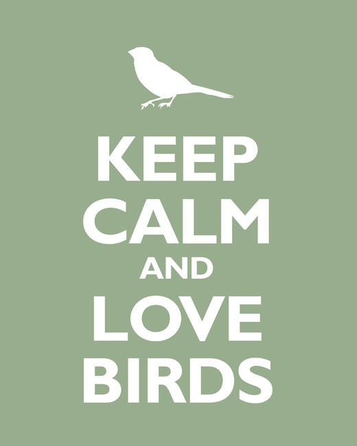 Keep Calm and Love Birds, premium art print (pale green)