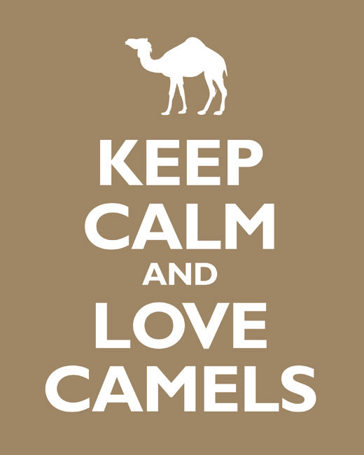 Keep Calm and Love Camels, premium art print (khaki)