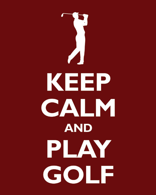 Keep Calm and Play Golf, premium art print (dark red)